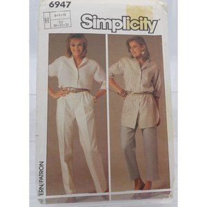 Simplicity #6947 Pattern ©1985 Pants & Shirt (2 variations each) Size 6-8-10